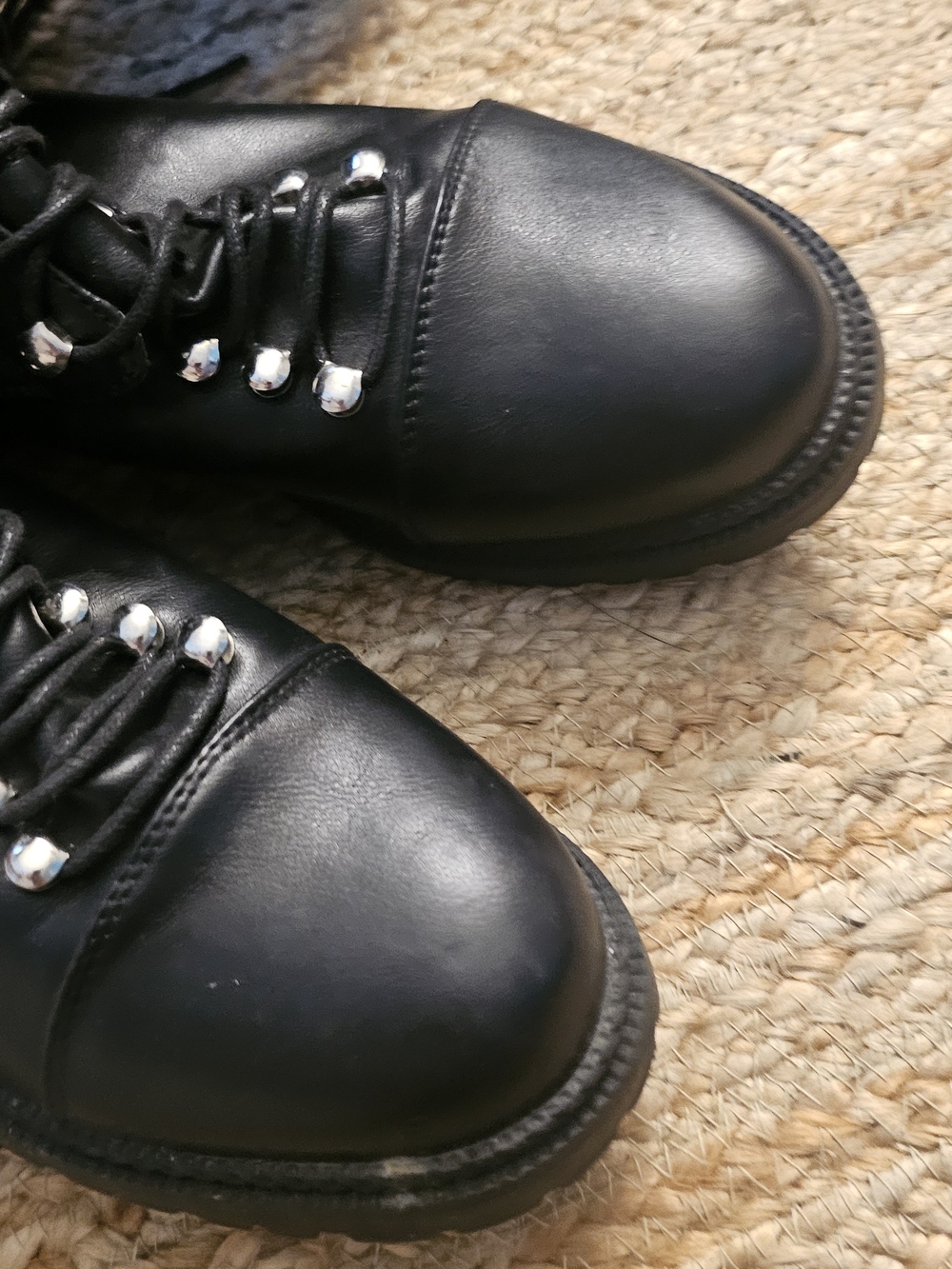 Black Lace-Up Knee-High Combat Boots - Women - Picture 8 of 10